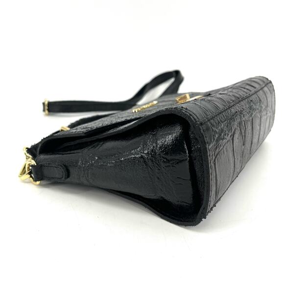 Persaman Black Leather Small Rectangle Crossbody Bag Flap - Picture 7 of 9